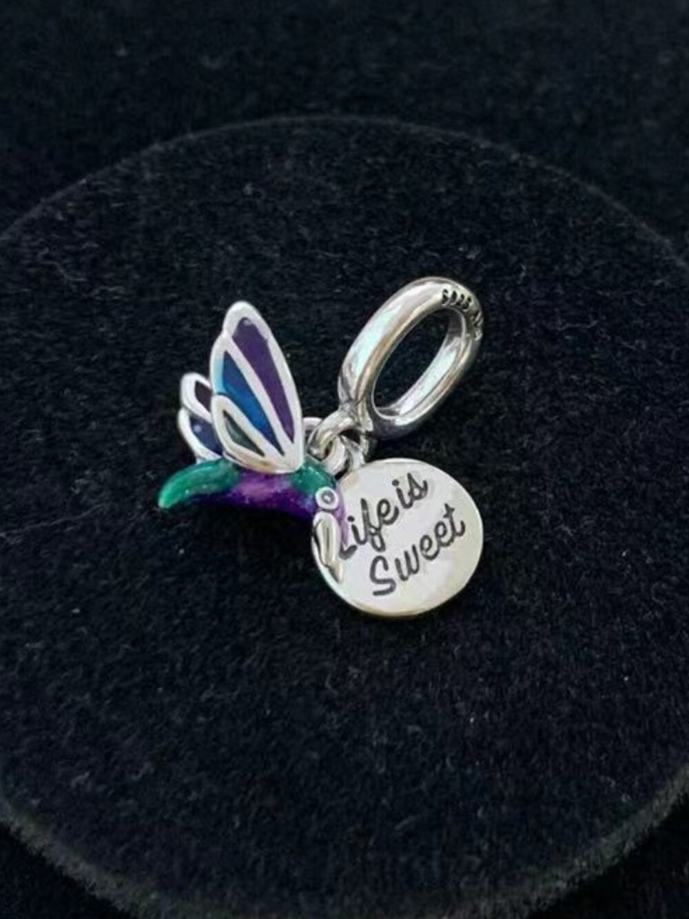 Pandora Women's Sterling Silver Hummingbird Double Dangle Charm